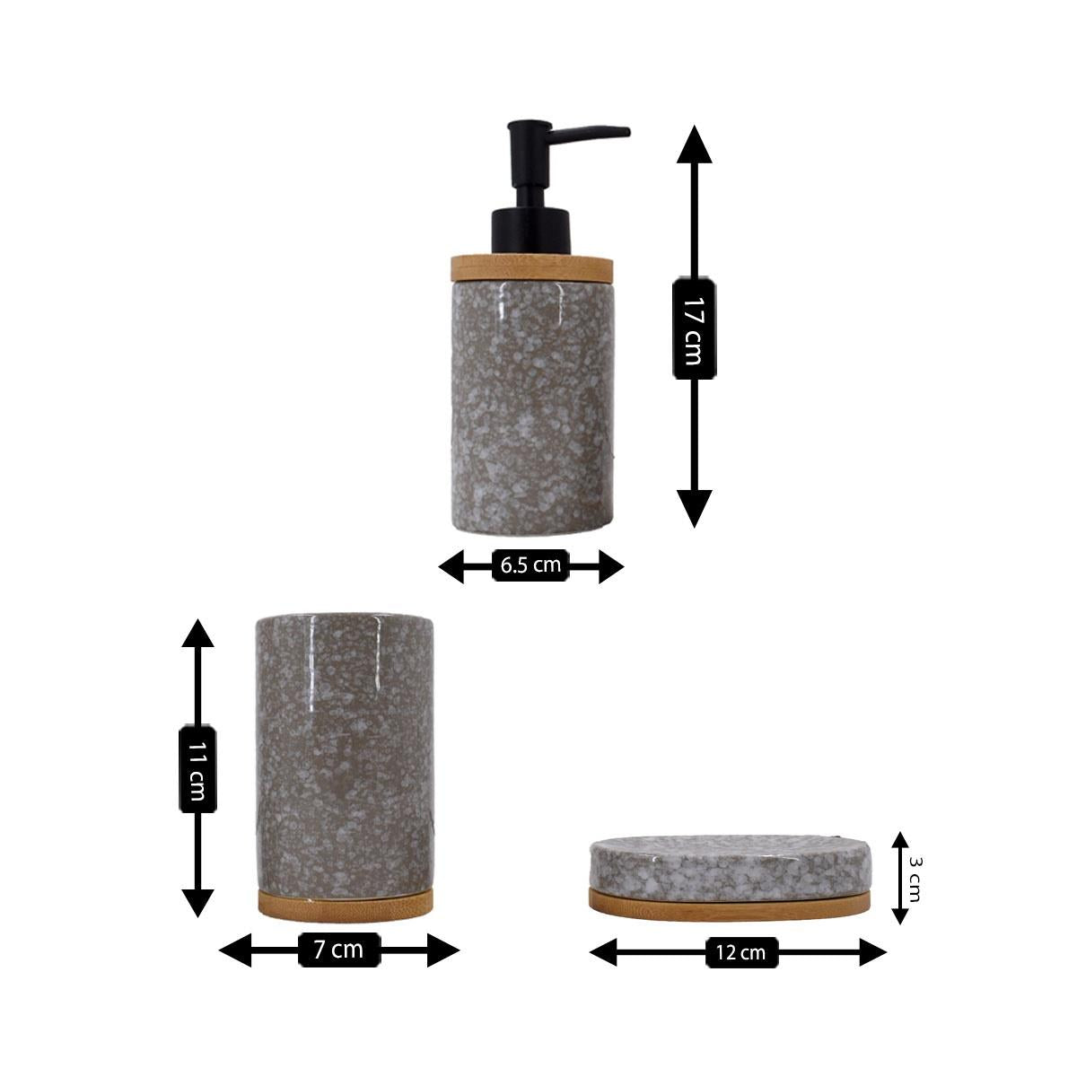 Kookee Ceramic Bathroom Sets, Grey, ART09617