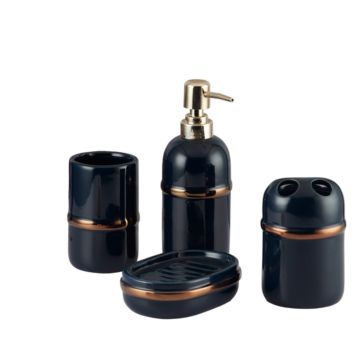 Ceramic Bathroom Set of 4 with Soap Dispenser (9620)