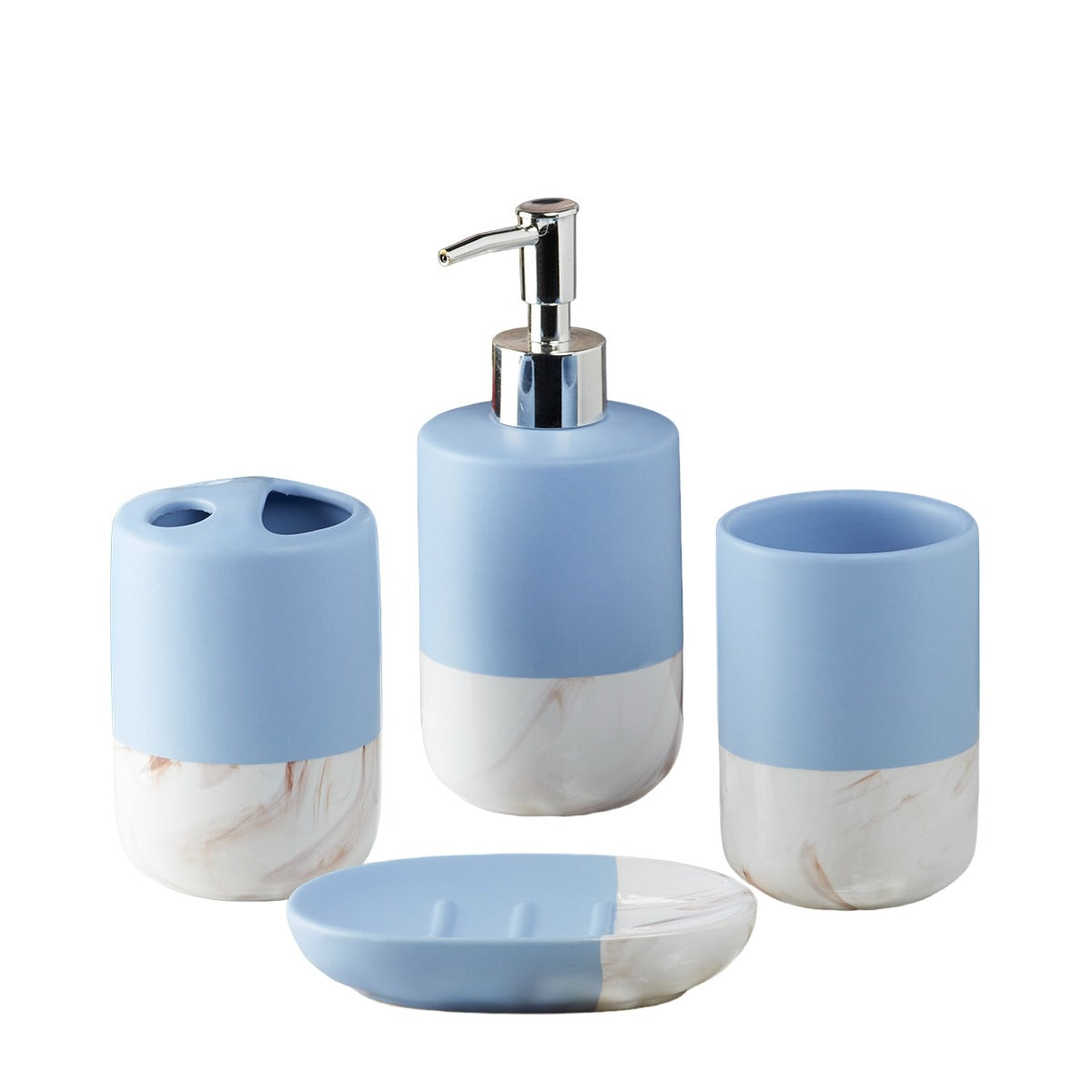 Ceramic Bathroom Set of 4 with Soap Dispenser (9621)