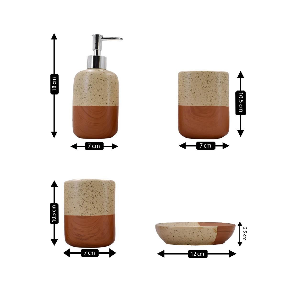 Ceramic Bathroom Set of 4 with Soap Dispenser (9622)