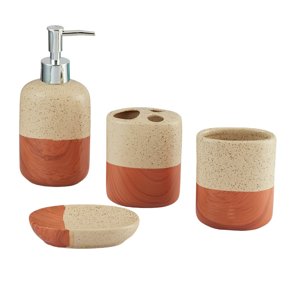 Kookee Ceramic Bathroom Sets, Brown, ART09622