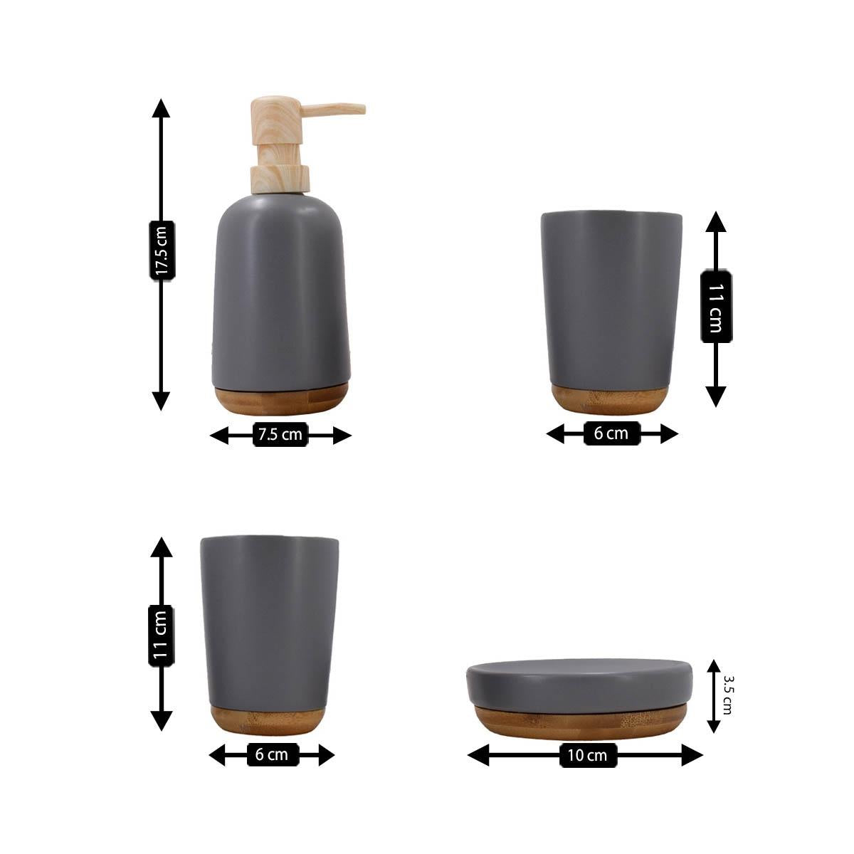 Kookee Ceramic Bathroom Sets, Grey, ART09625