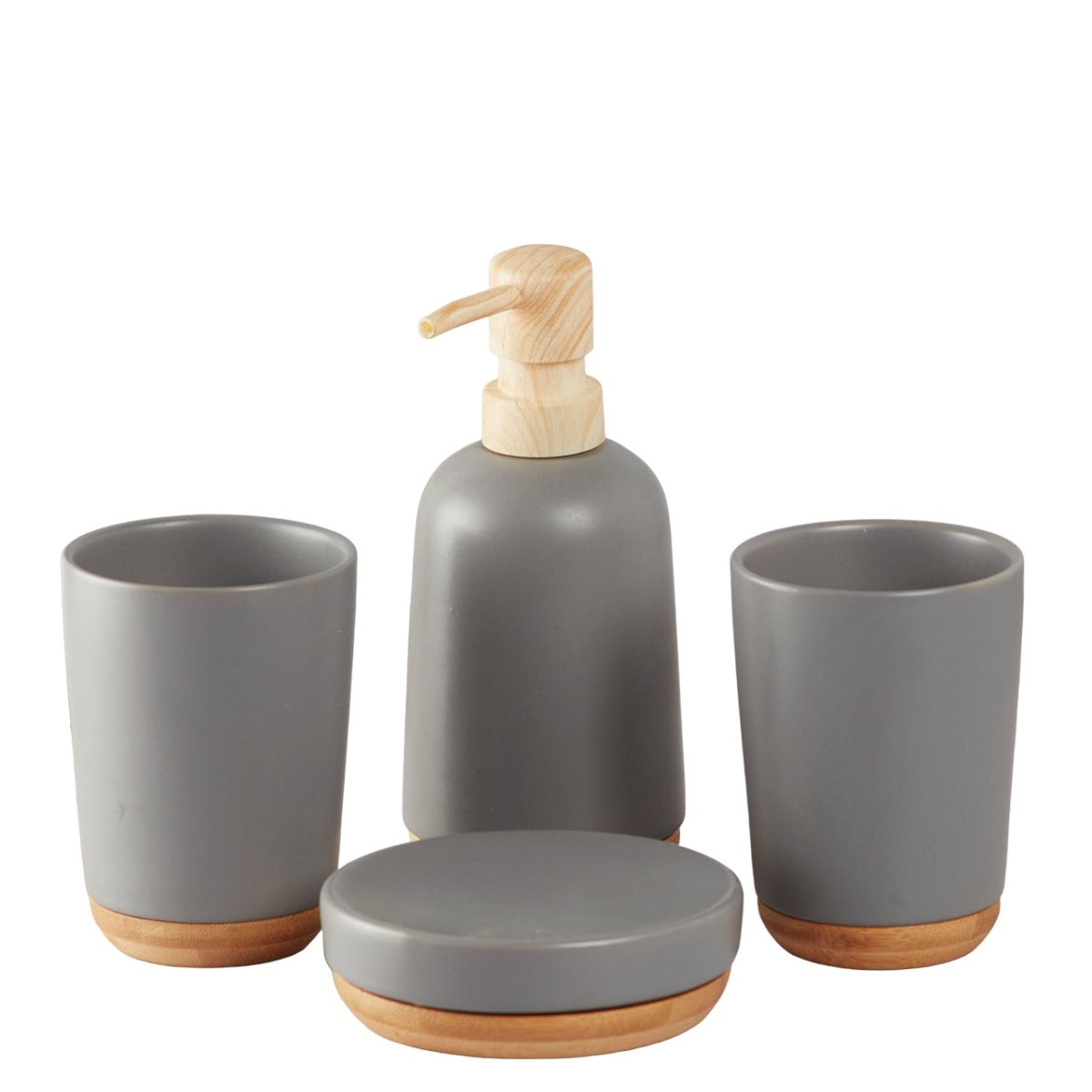Kookee Ceramic Bathroom Sets, Grey, ART09625