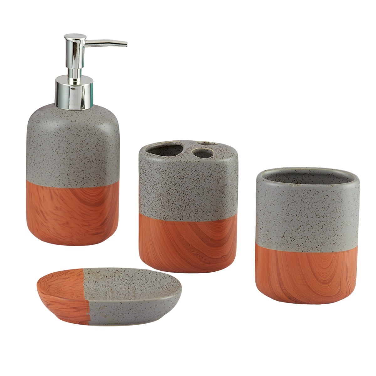 Kookee Ceramic Bathroom Sets, Grey, ART09627