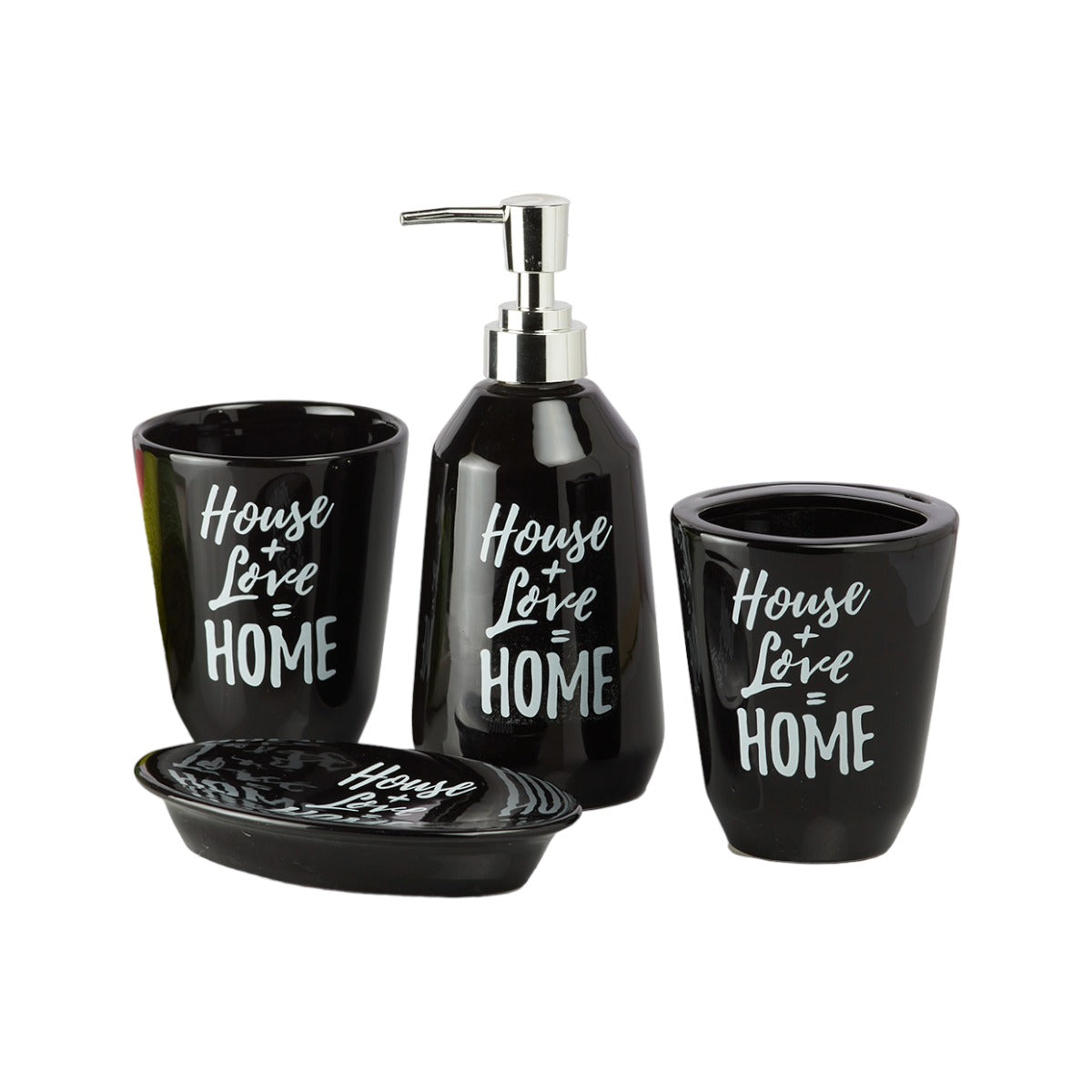 Ceramic Bathroom Accessories Set of 4 with Soap Dispenser (9628)