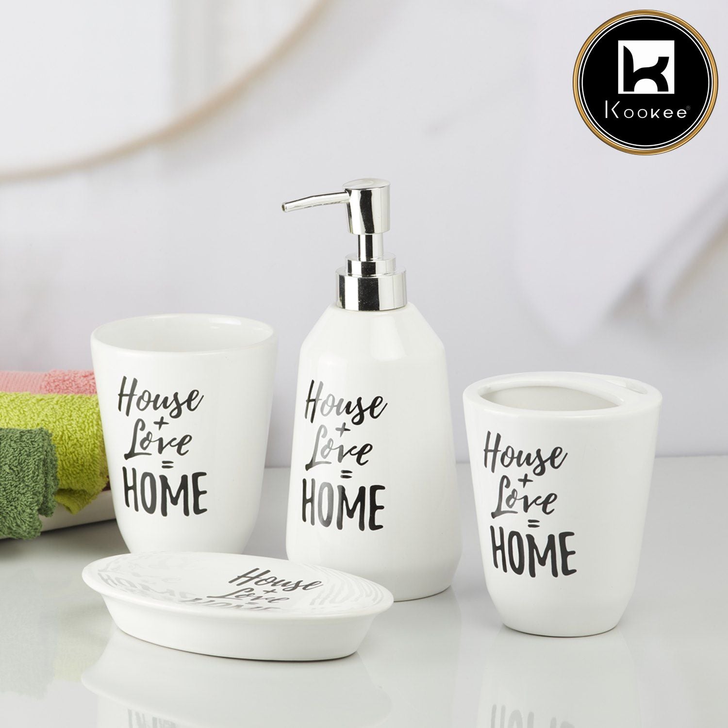 Kookee Ceramic Bathroom Sets, White, ART09629