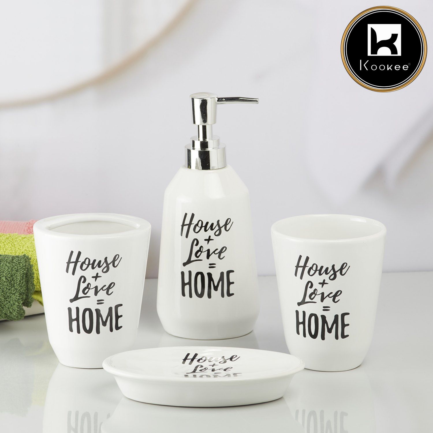 Kookee Ceramic Bathroom Sets, White, ART09629