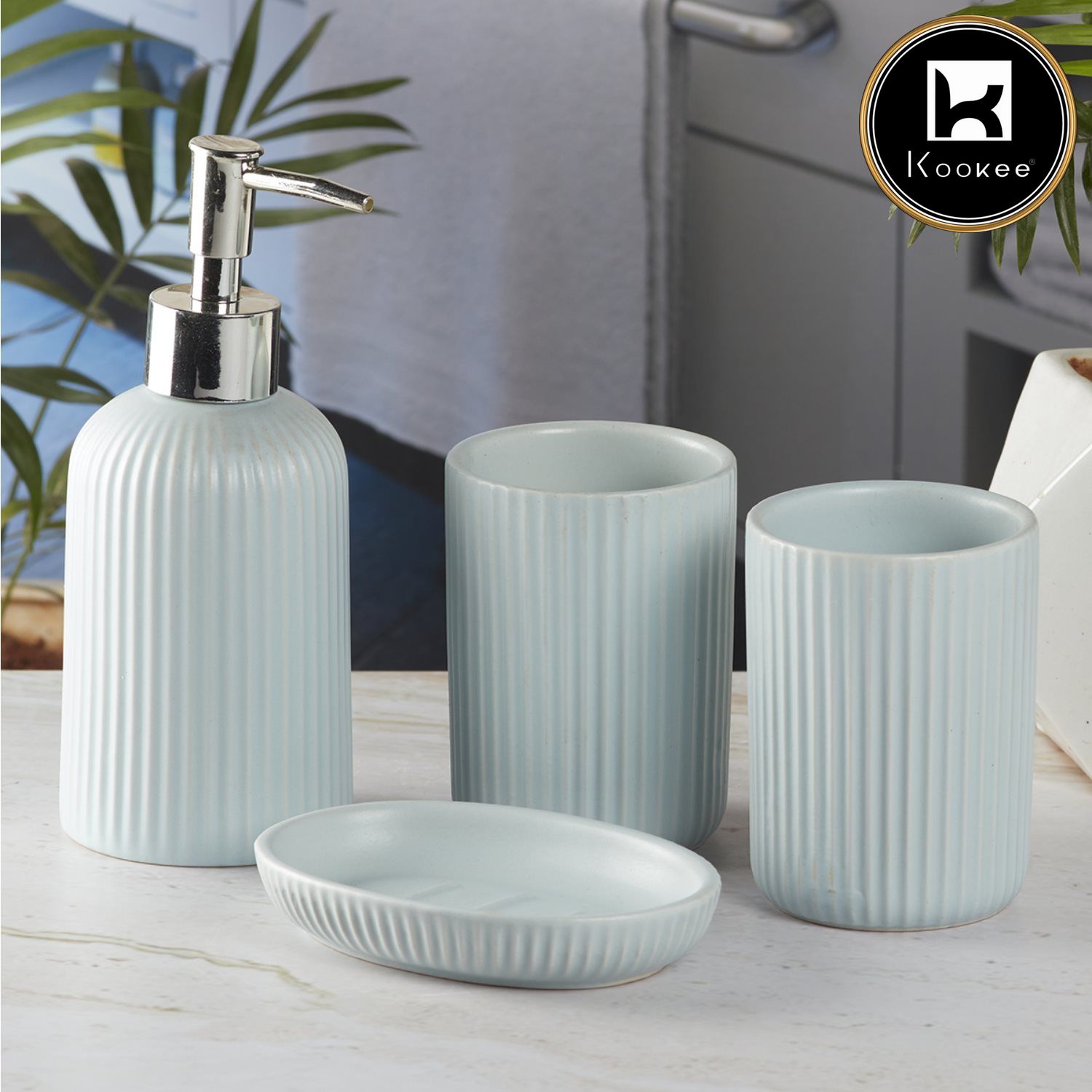 Kookee Ceramic Bathroom Sets, Blue, ART09630