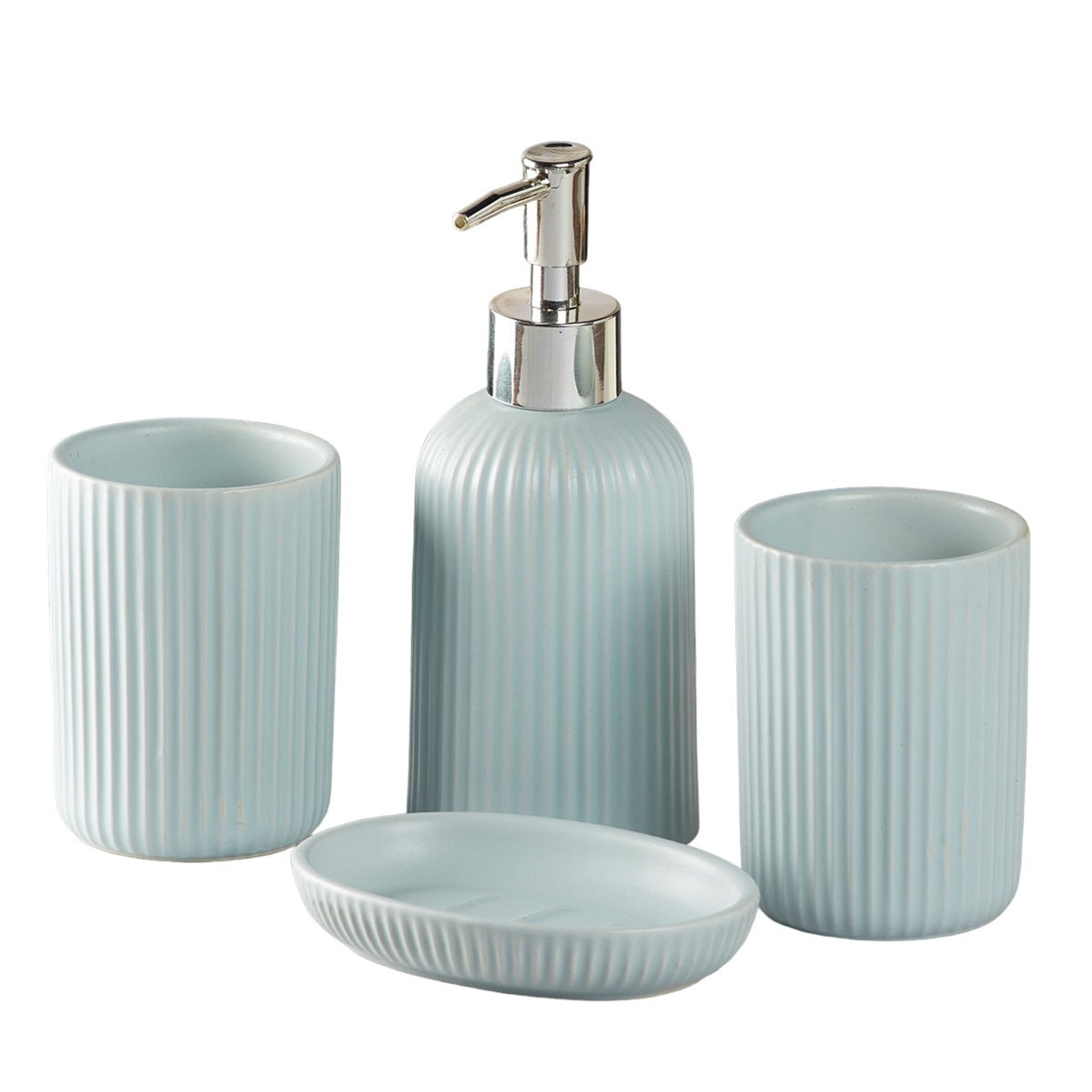 Ceramic Bathroom Set of 4 with Soap Dispenser (9630)