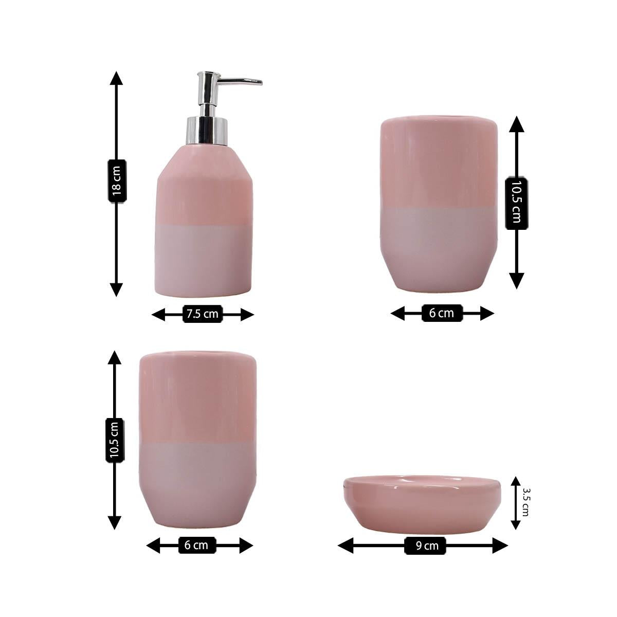 Ceramic Bathroom Set of 4 with Soap Dispenser (9633)