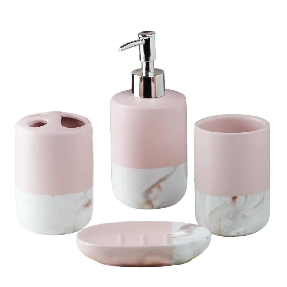 Ceramic Bathroom Set of 4 with Soap Dispenser (9634)