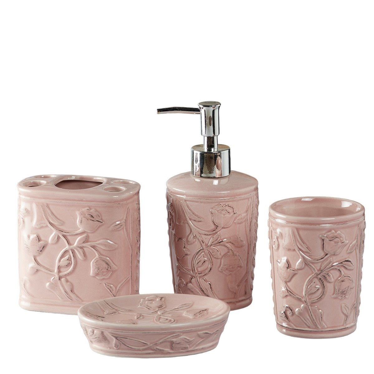 Kookee Ceramic Bathroom Sets, Pink, ART09636