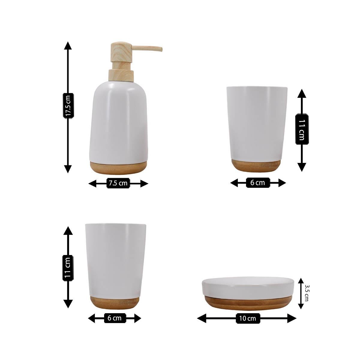 Ceramic Bathroom Set of 4 with Soap Dispenser (9639)