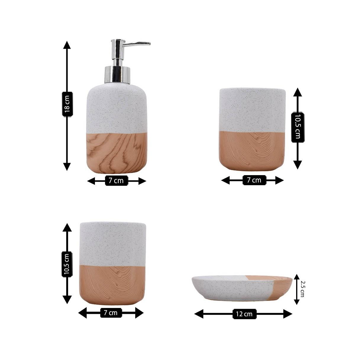 Ceramic Bathroom Set of 4 with Soap Dispenser (9641)