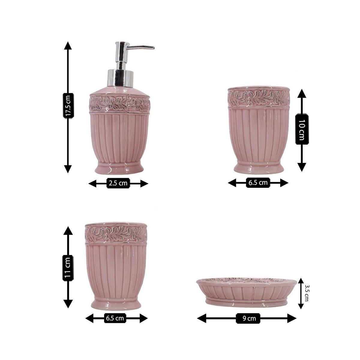 Ceramic Bathroom Set of 4 with Soap Dispenser (9644)