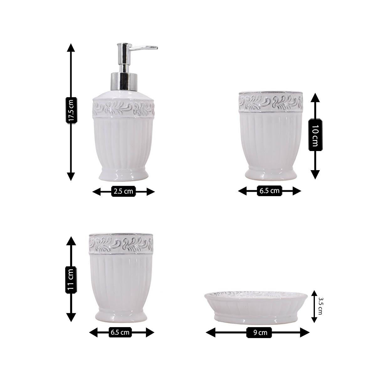 Ceramic Bathroom Set of 4 with Soap Dispenser (9645)