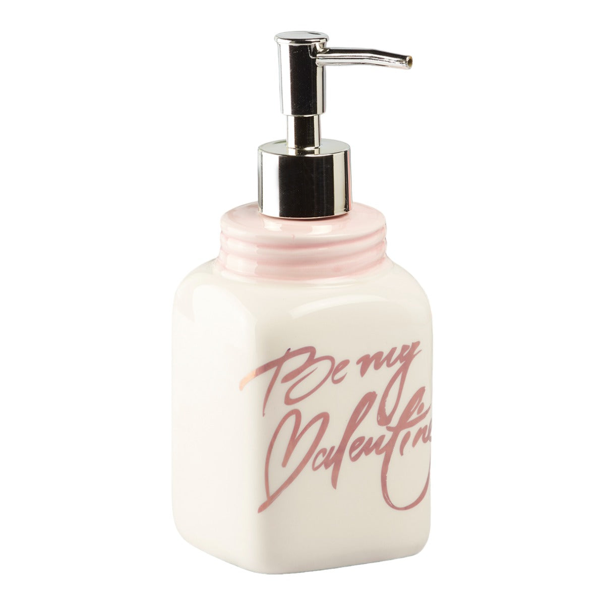 Ceramic Soap Dispenser for handwash for Bathroom, White/Pink, (Set of 1) (9648)