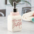 Kookee Ceramic Soap Dispenser for Bathroom handwash, refillable pump bottle for Kitchen hand wash basin, Set of 1, White/Pink (9648)
