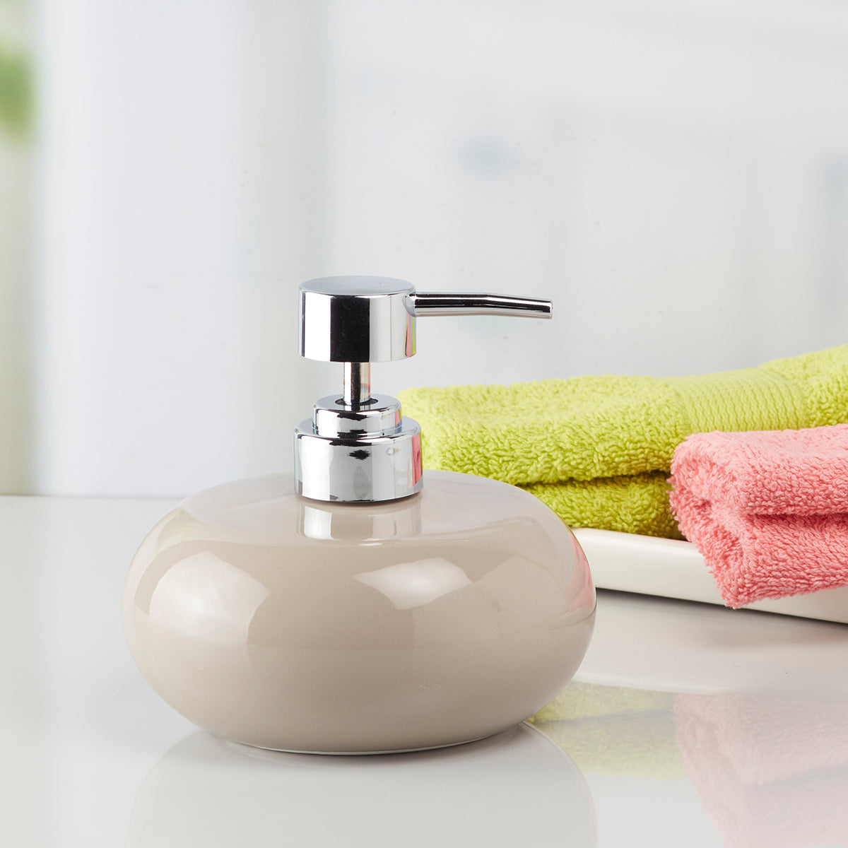 Ceramic Soap Dispenser handwash Pump for Bathroom, Set of 1, Beige (9655)