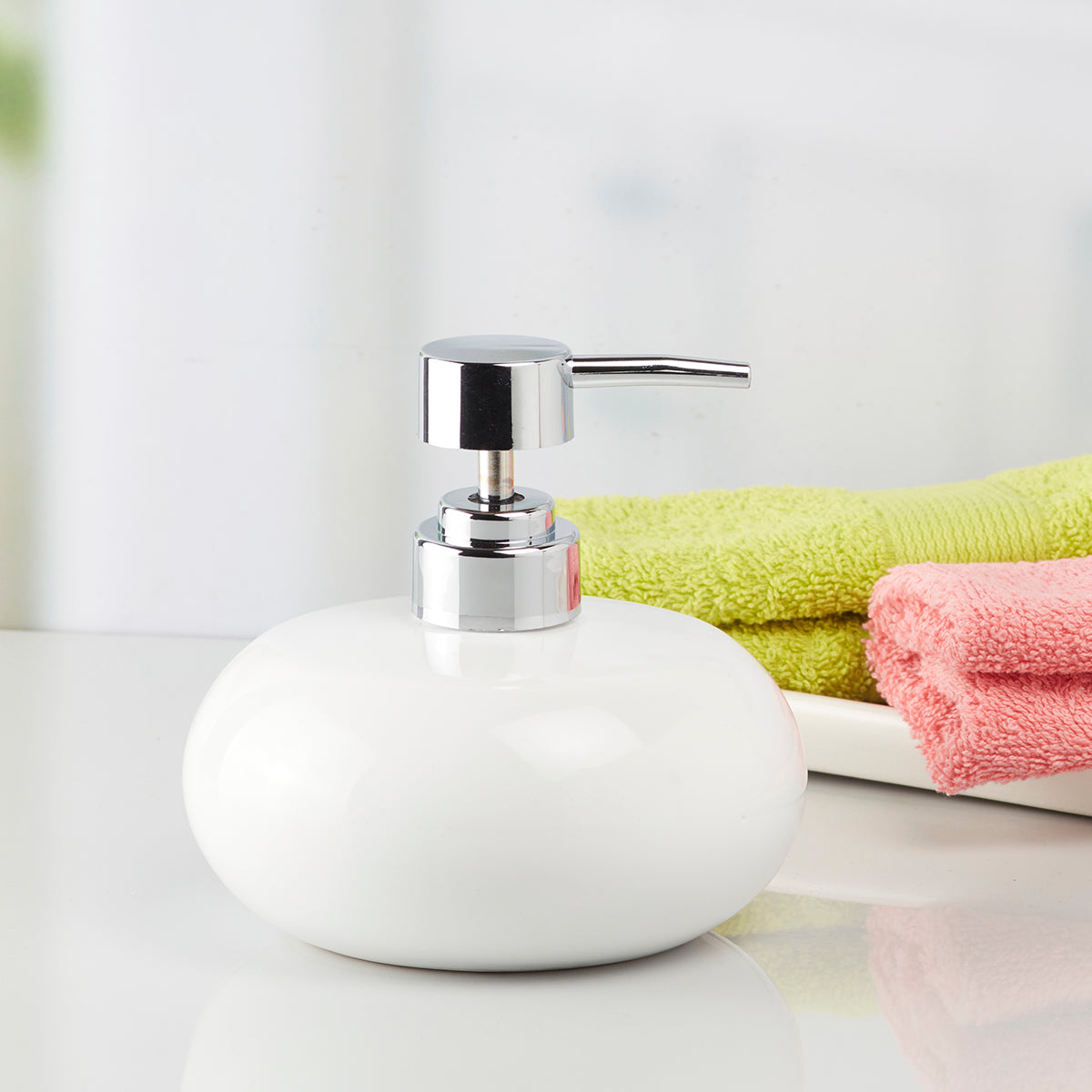 Ceramic Soap Dispenser handwash Pump for Bathroom, Set of 1, White (9657)