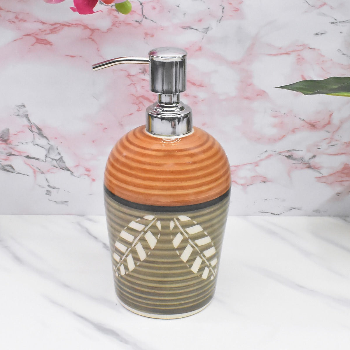 Ceramic Soap Dispenser handwash Pump for Bathroom, Set of 1, Multicolor (V-CBS-120-3)