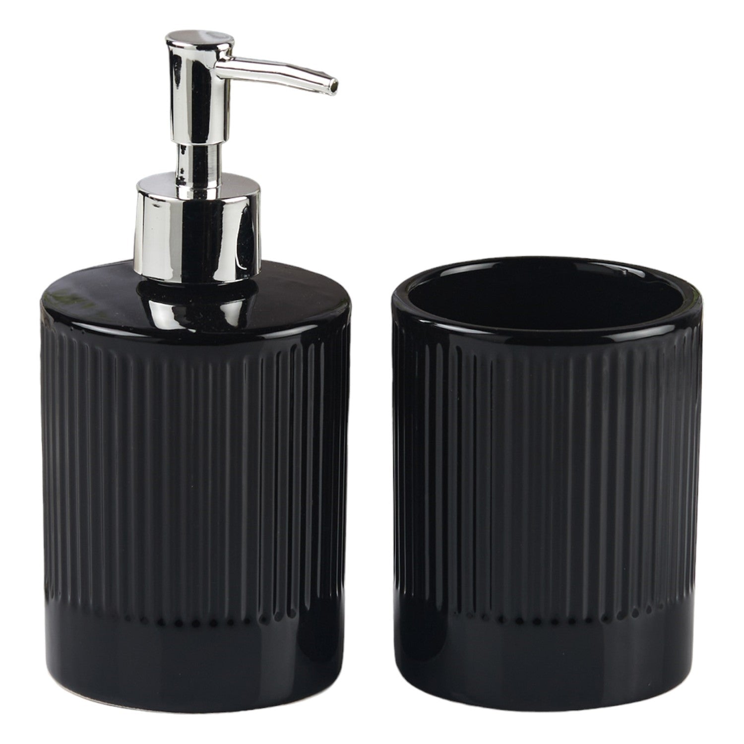 Ceramic Bathroom Accessories Set of 2 with Soap Dispenser (V-CBS-003-5)