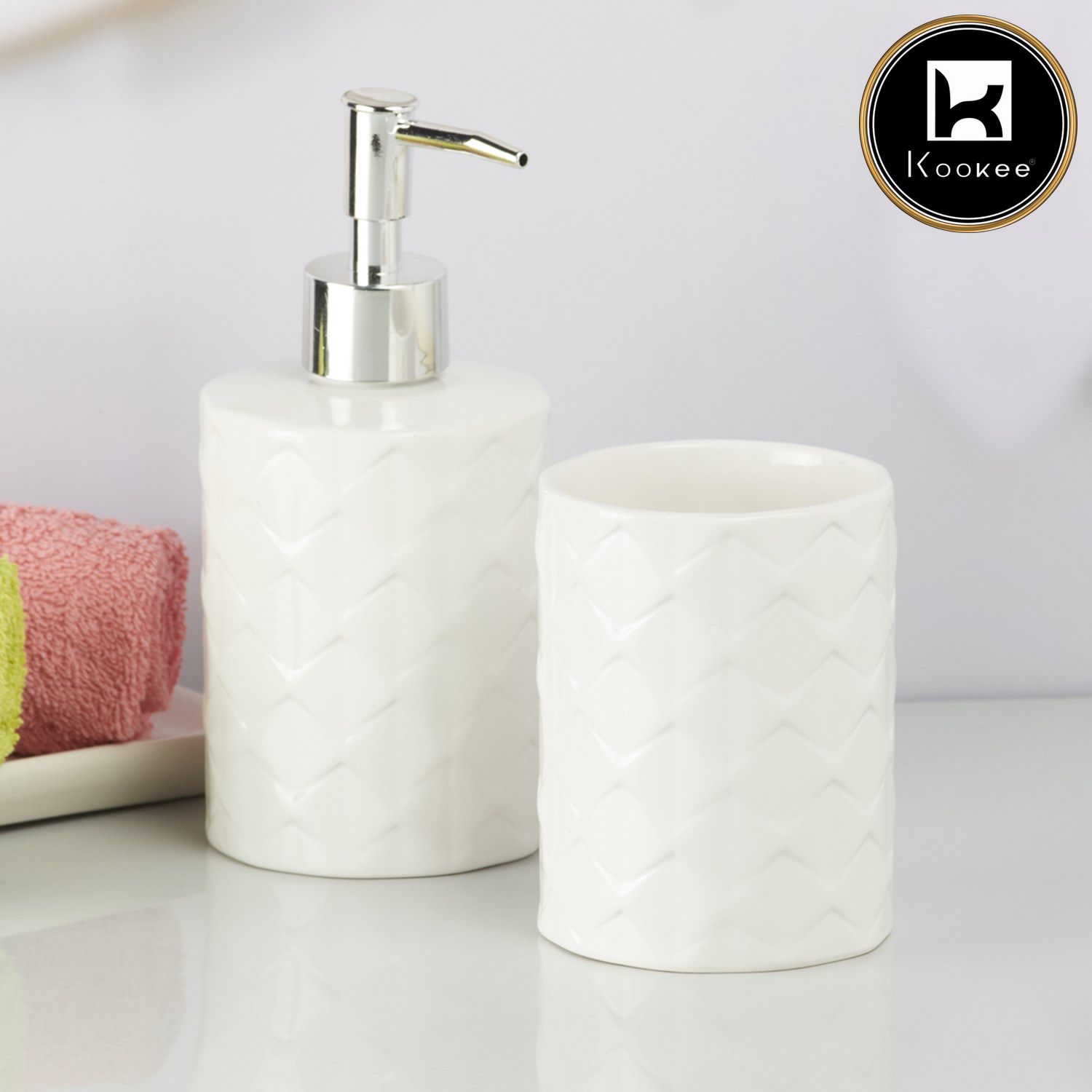 Kookee Ceramic Bathroom Sets, White, ART09719