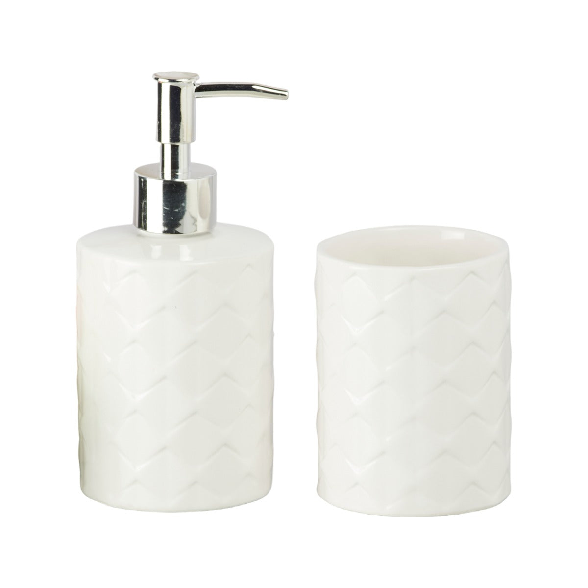 Ceramic Bathroom Accessories Set of 2 with Soap Dispenser (9719)