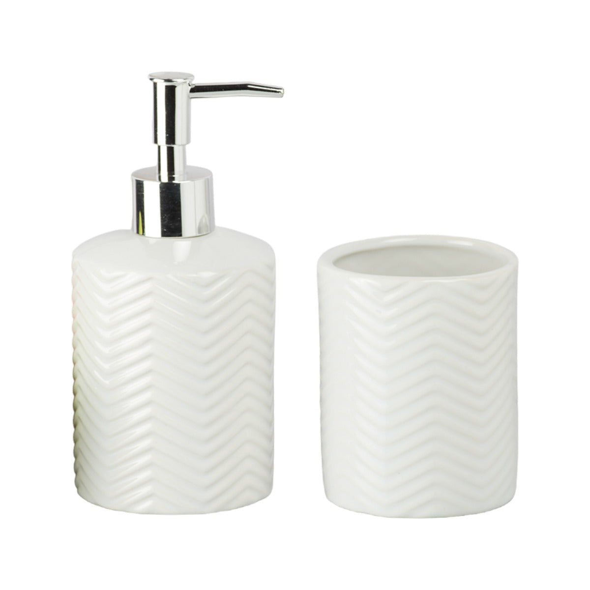 Ceramic Bathroom Accessories Set of 2 with Soap Dispenser (9722)