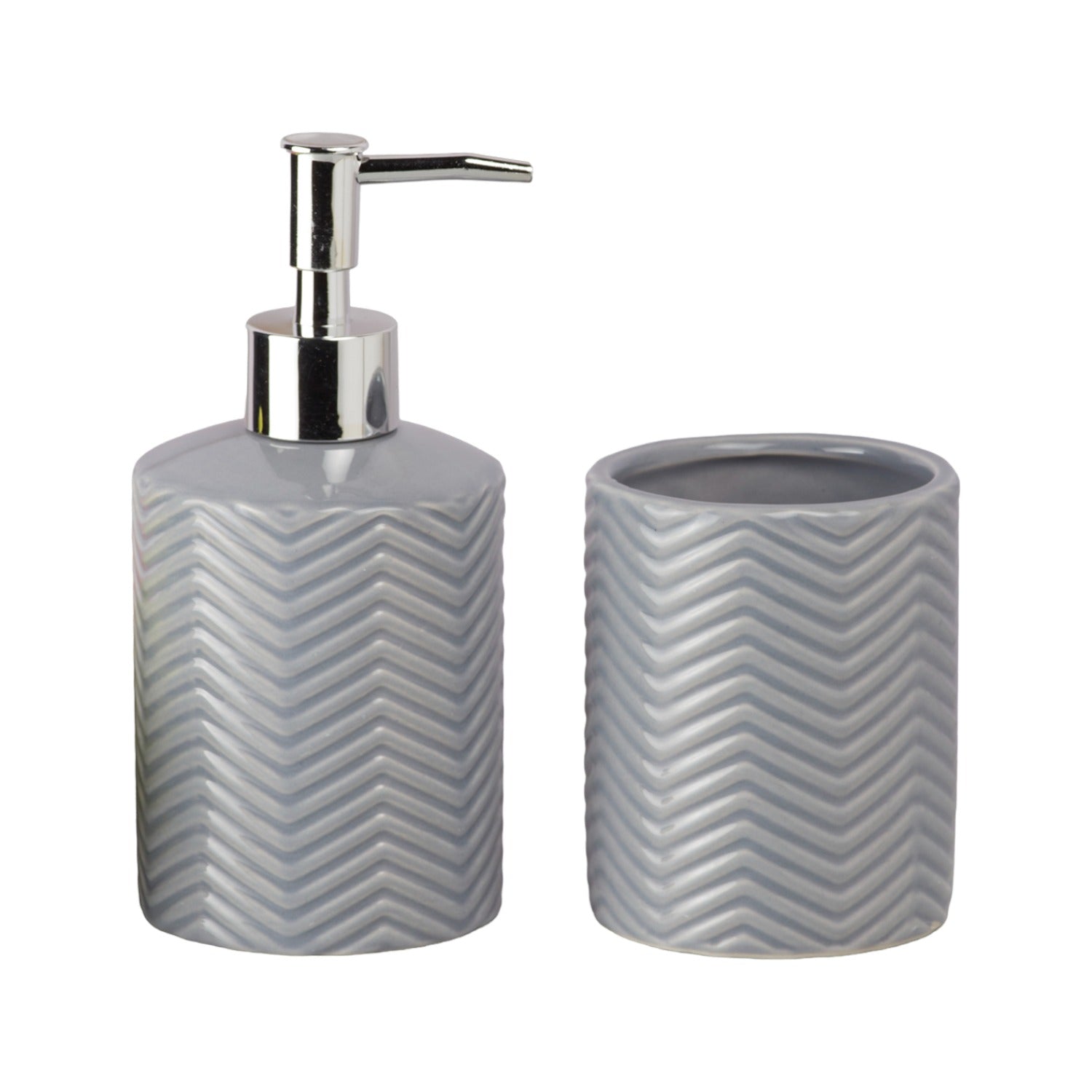 Kookee Ceramic Bathroom Sets, Grey, ART09726