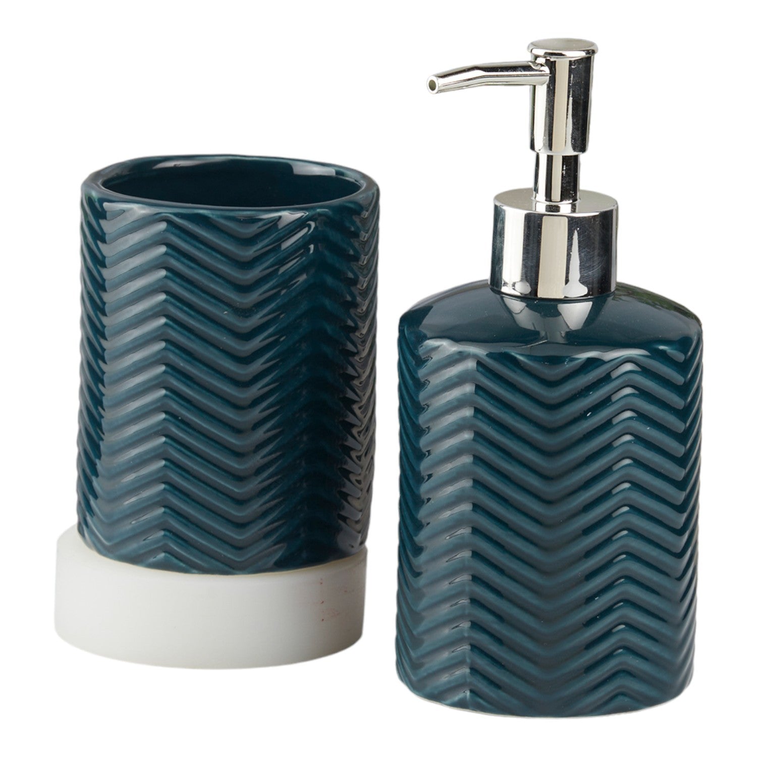 Ceramic Bathroom Accessories Set of 2 with Soap Dispenser (V-CBS-003-7)