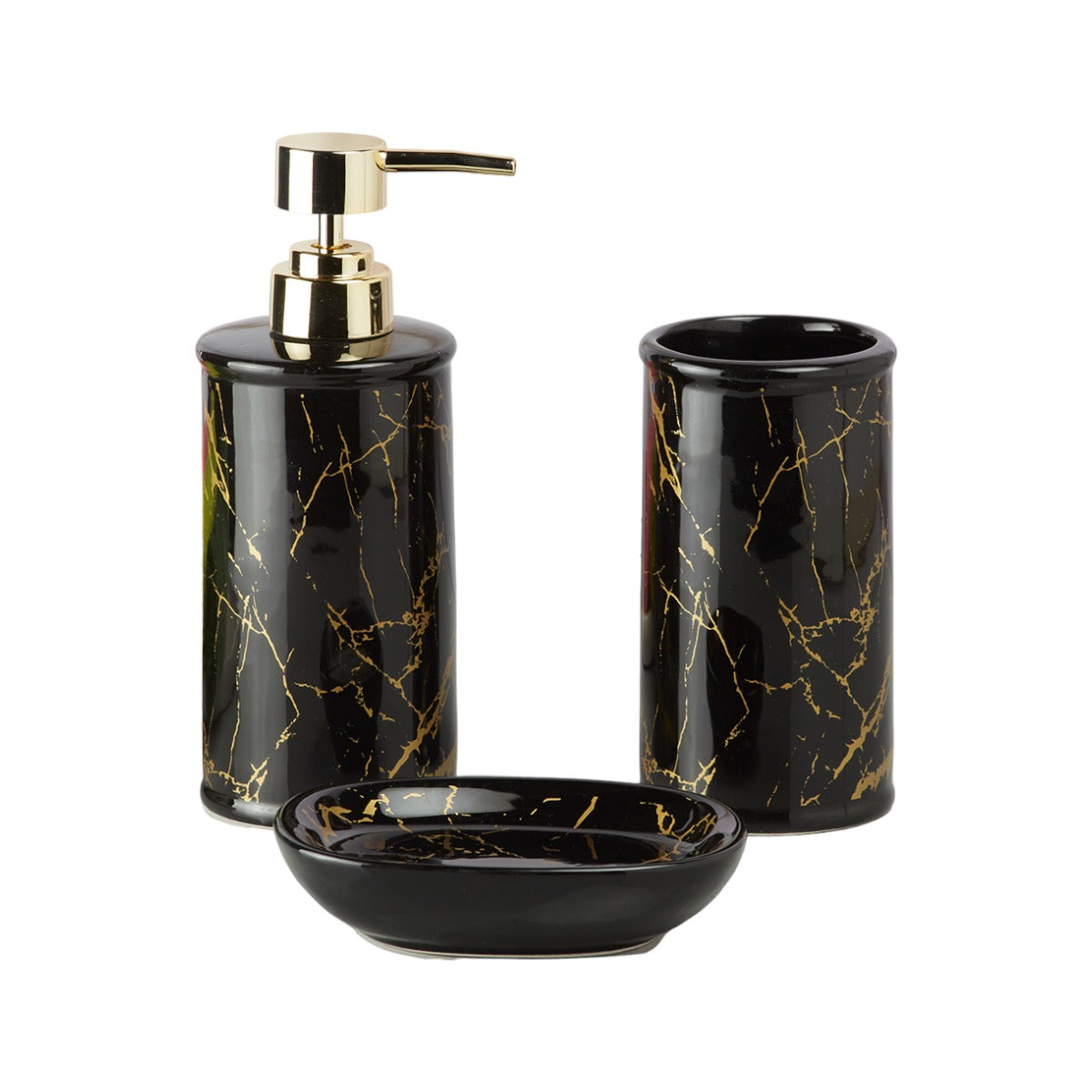 Ceramic Bathroom Accessories Set of 3 with Soap Dispenser (9728)