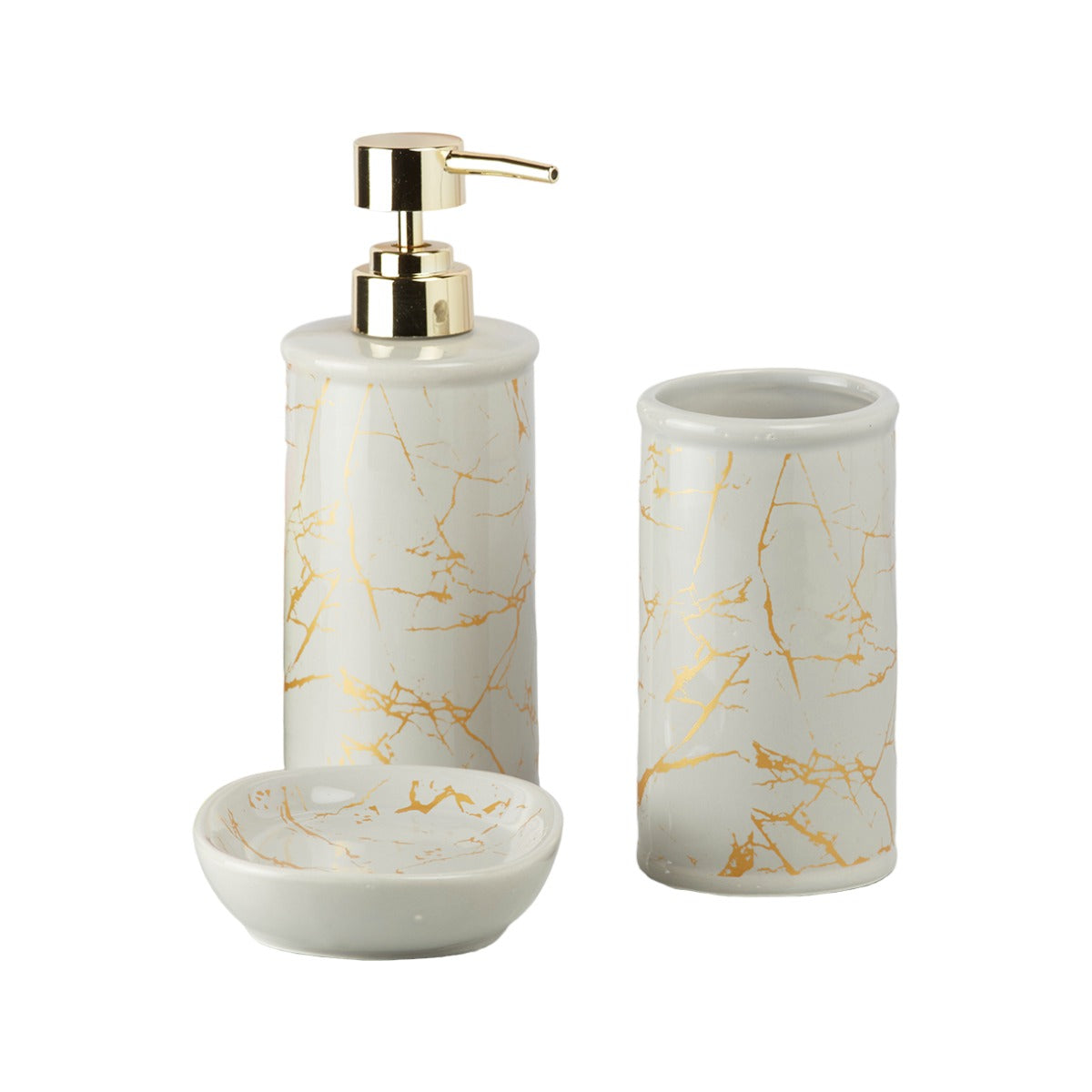 Kookee Ceramic Bathroom Sets, Grey, ART09731