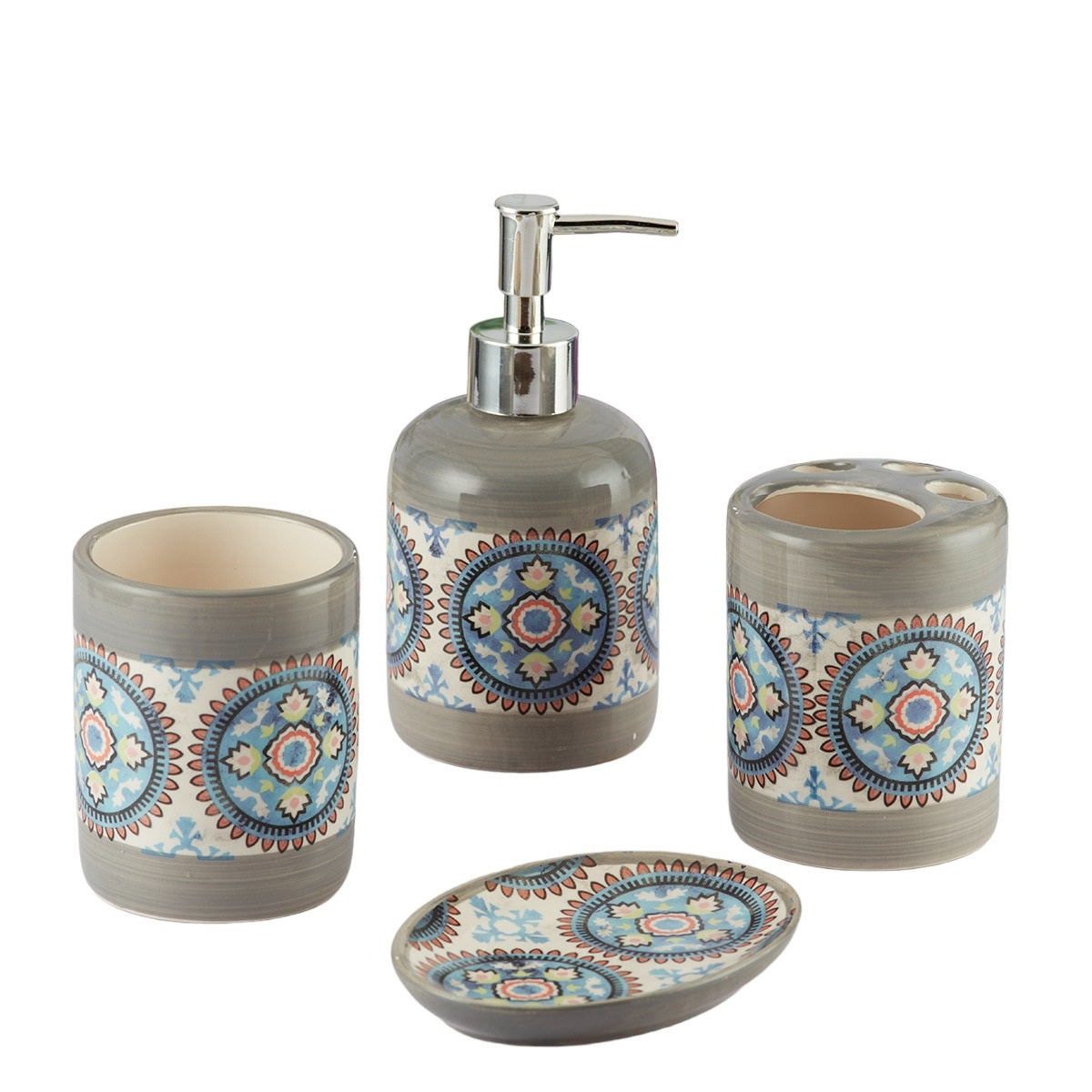 Kookee Ceramic Bathroom Sets, Grey, ART09733