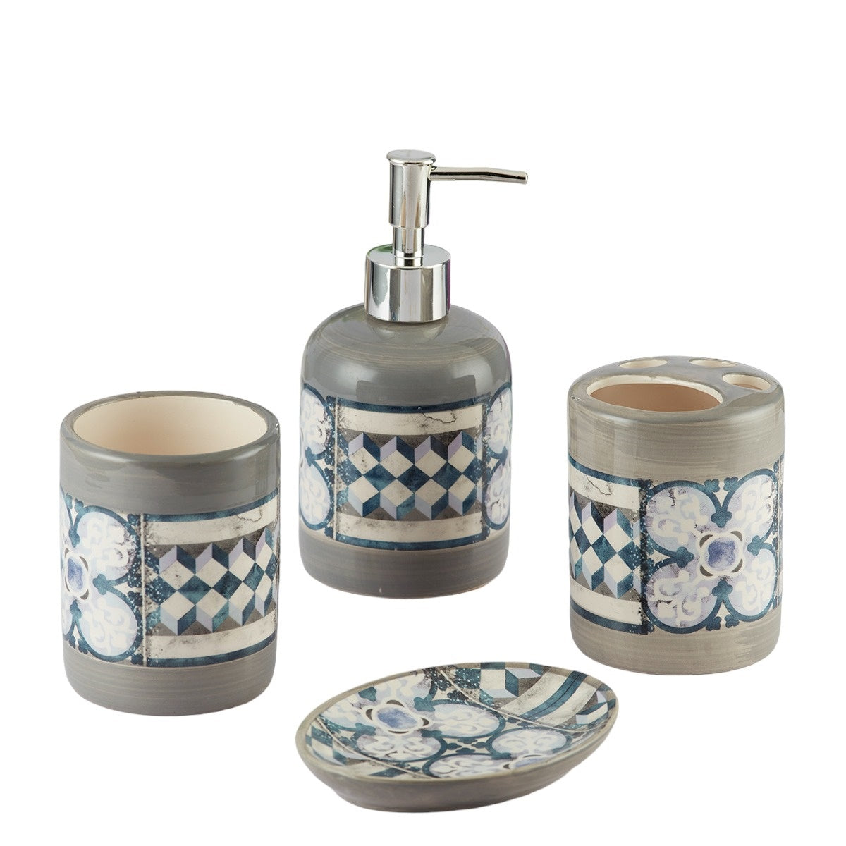Kookee Ceramic Bathroom Sets, Grey, ART09734