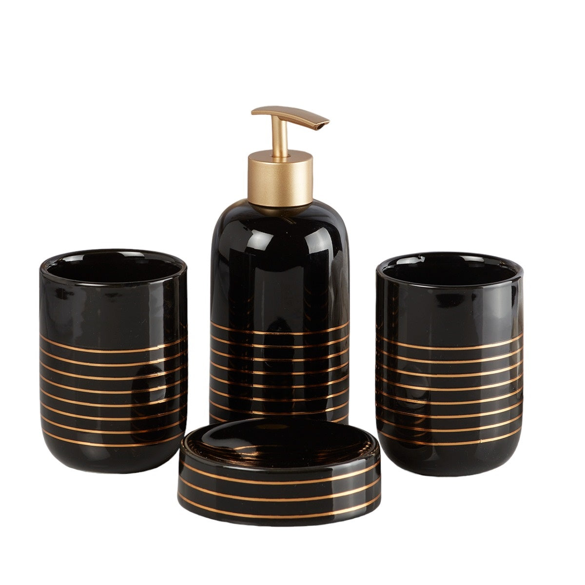 Kookee Ceramic Bathroom Sets, Black, ART09737