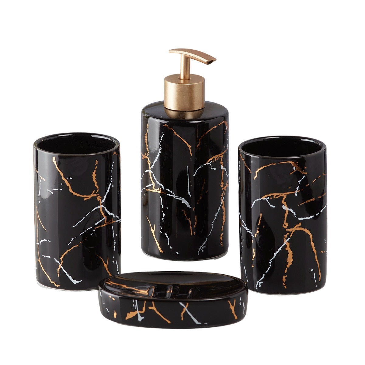 Kookee Ceramic Bathroom Sets, Black, ART09742