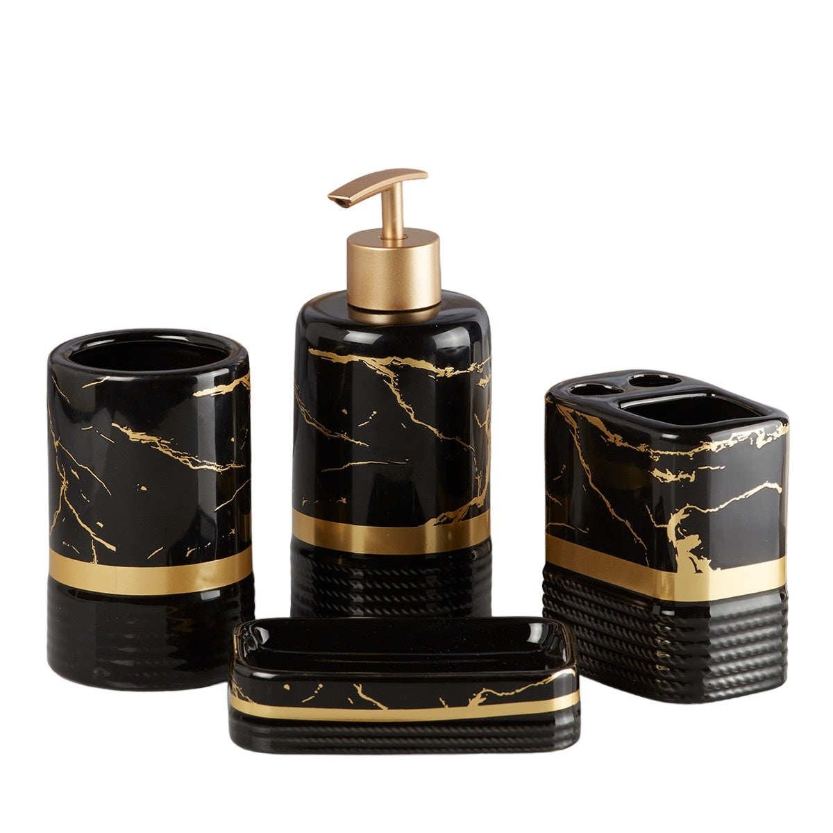 Kookee Ceramic Bathroom Sets, Black, ART09745