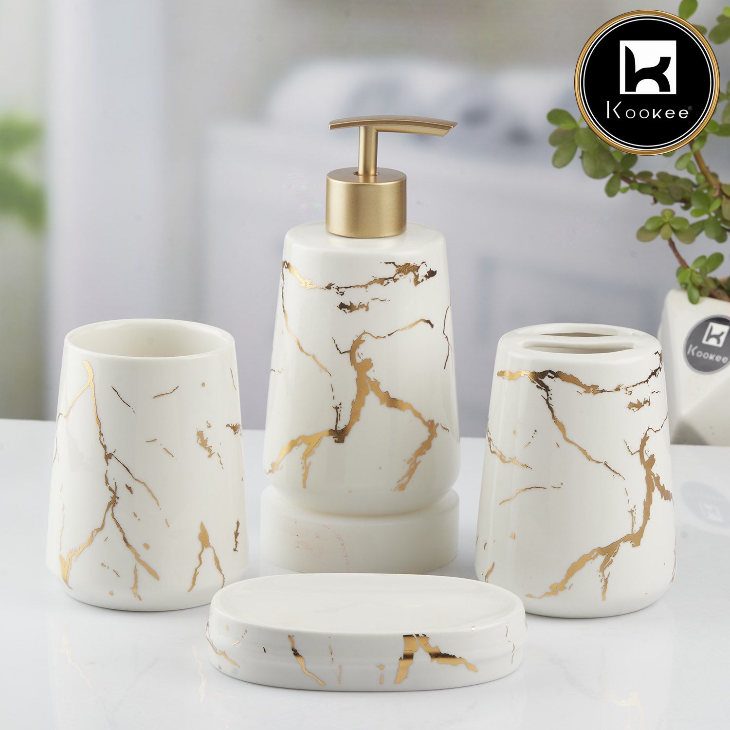 Kookee Ceramic Bathroom Sets, White, ART09746