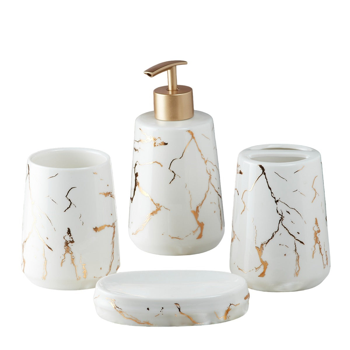 Ceramic Bathroom Set of 4 with Soap Dispenser (9746)