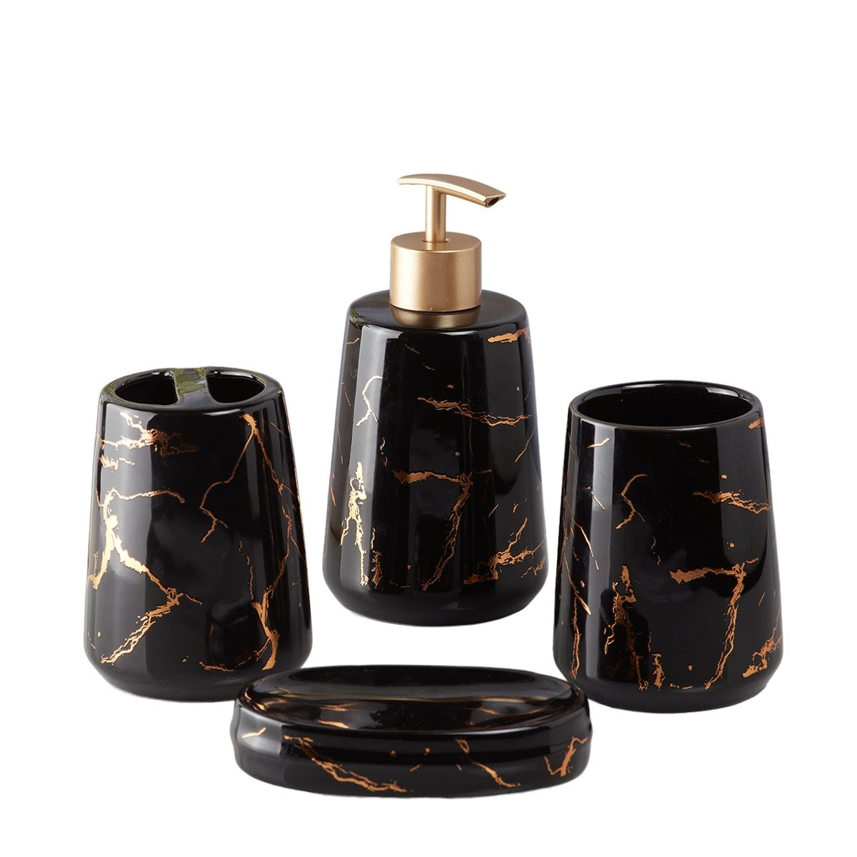 Ceramic Bathroom Set of 4 with Soap Dispenser (V-CBS-009-1)