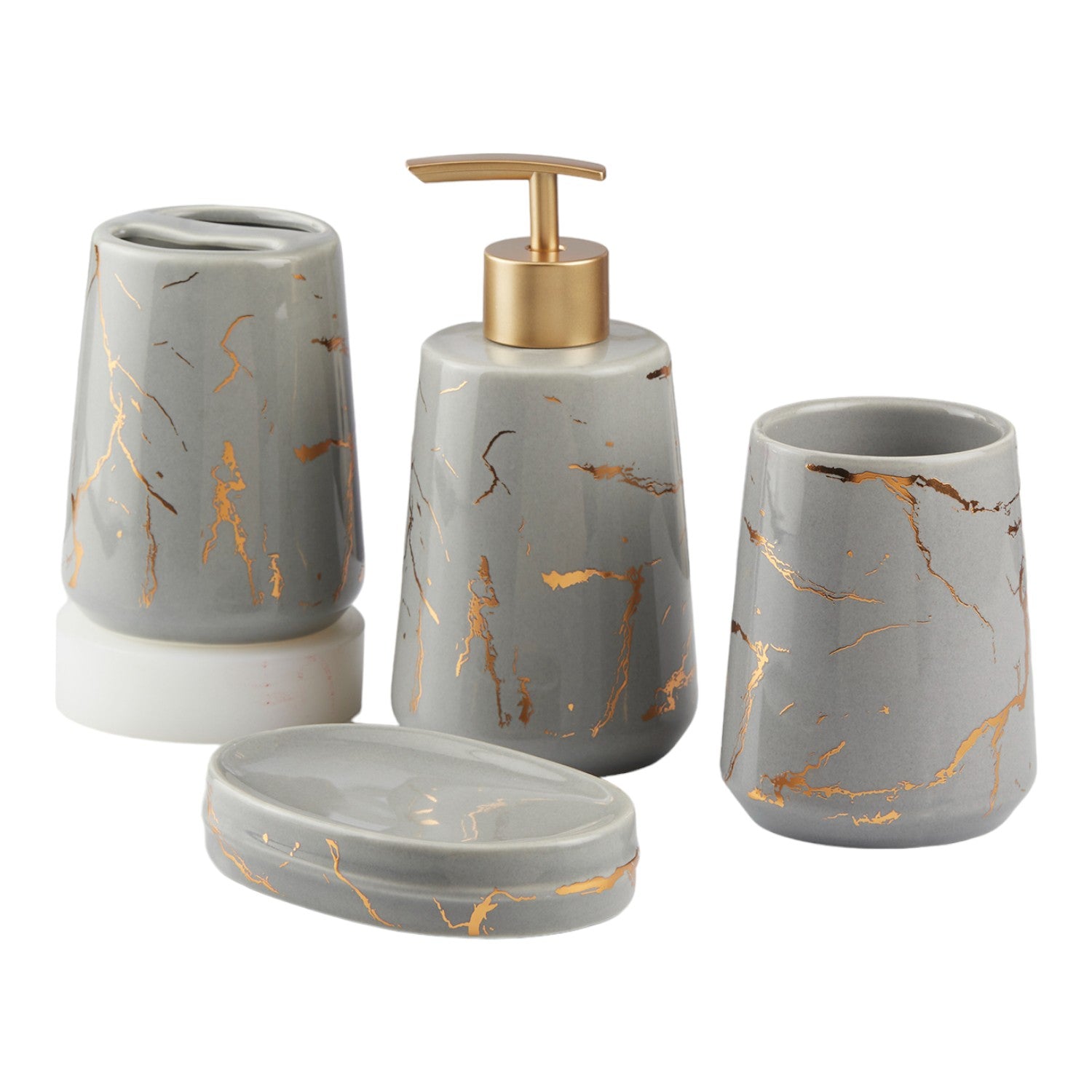 Kookee Ceramic Bathroom Sets, Grey, ART09748