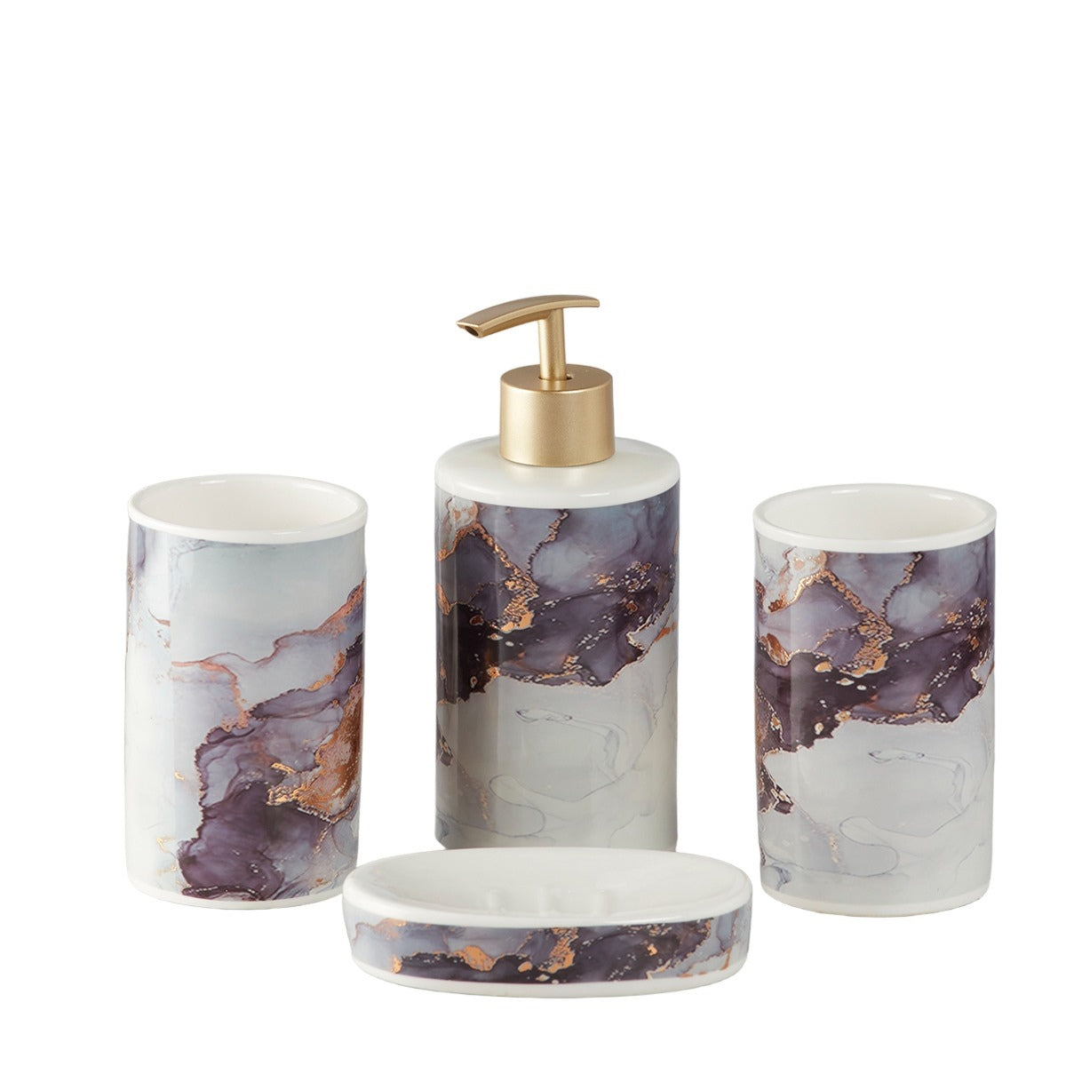 Ceramic Bathroom Accessories Set of 4 with Soap Dispenser (9749)