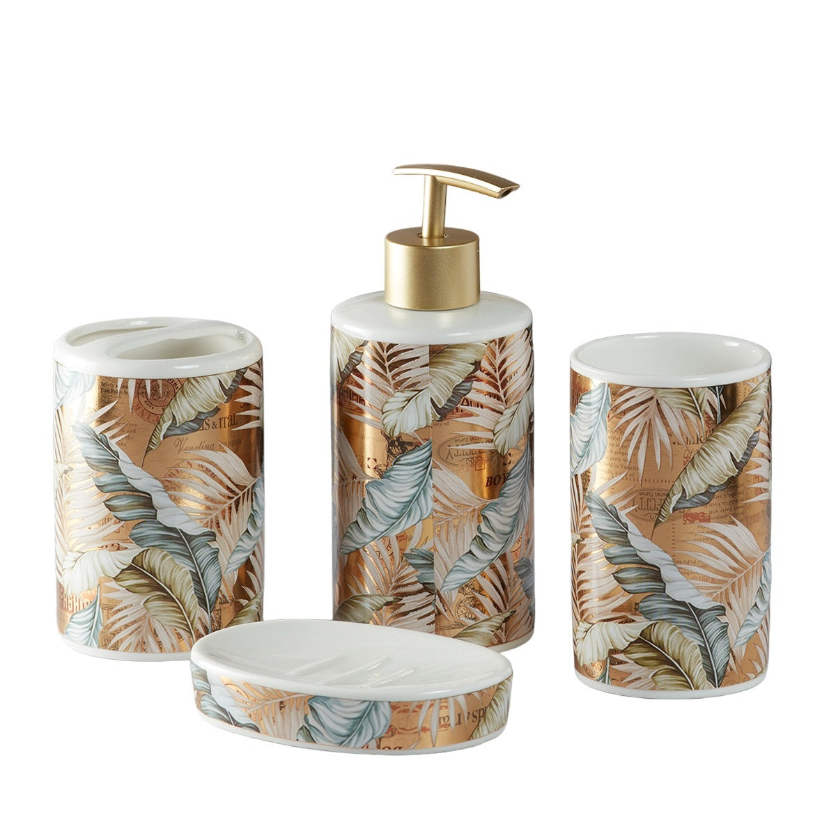 Ceramic Bathroom Set of 4 with Soap Dispenser (9750)