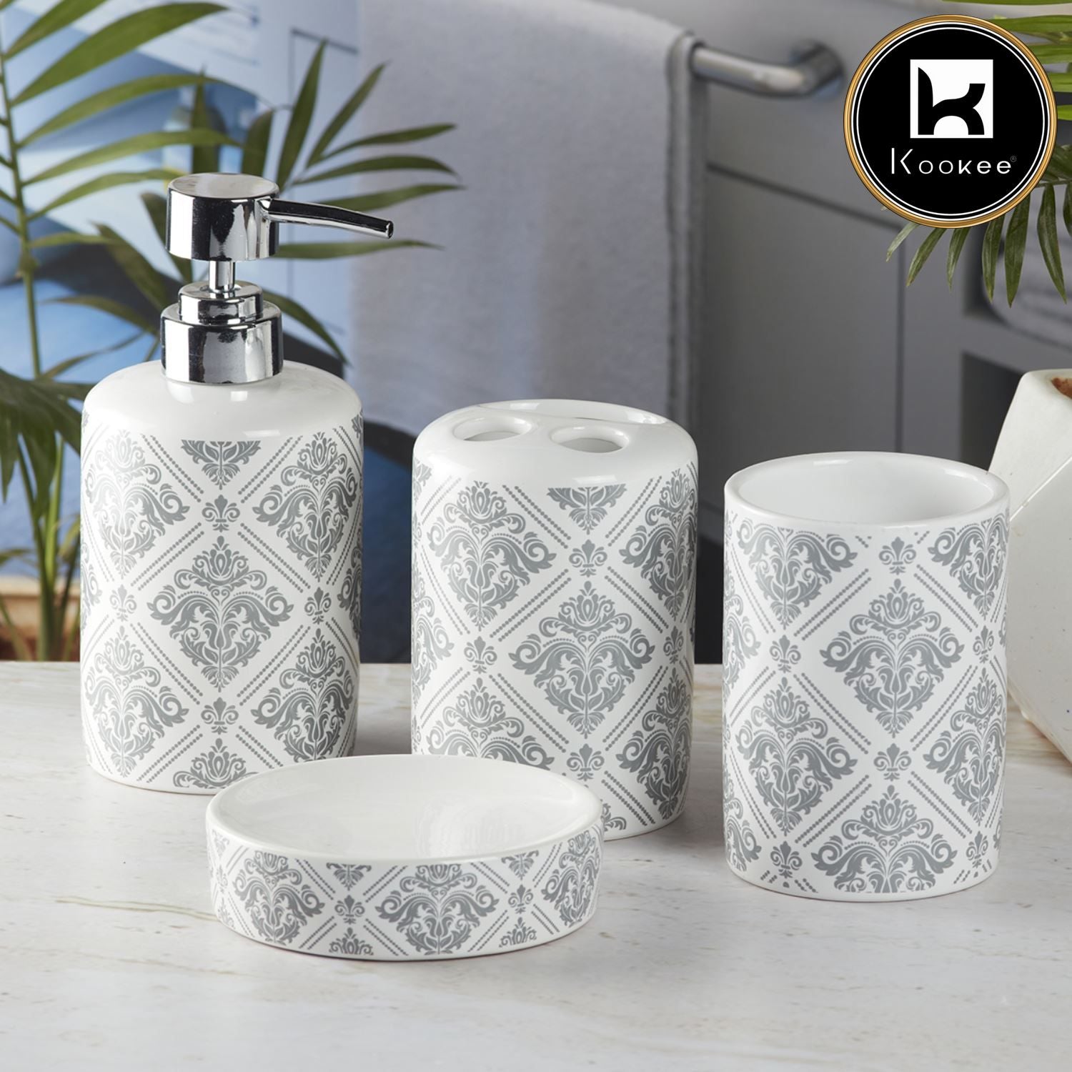 Kookee Ceramic Bathroom Sets, White, ART09752