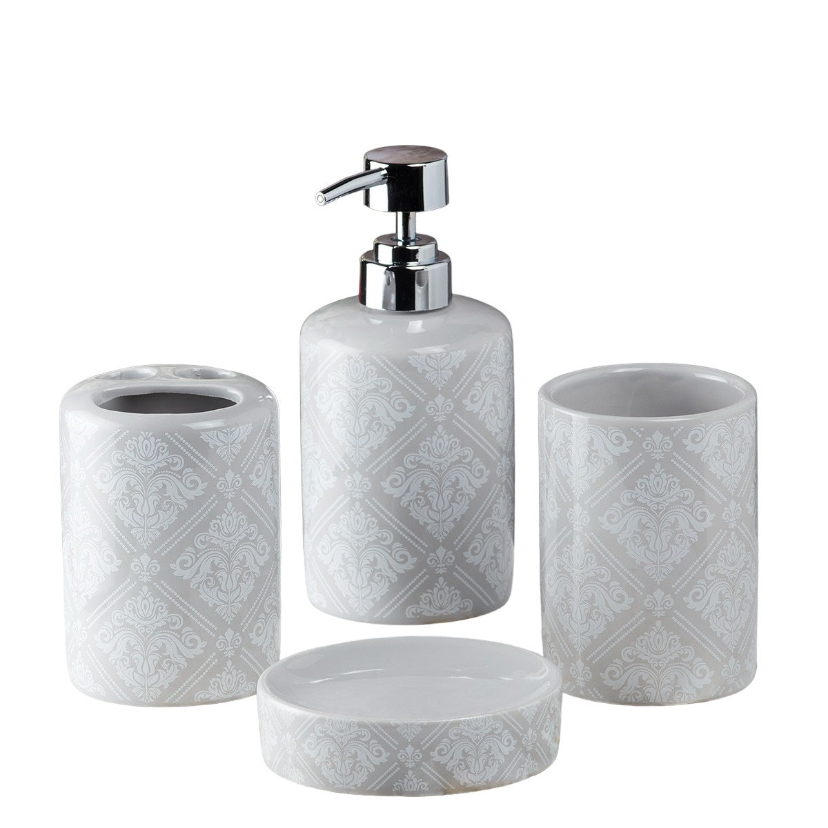 Ceramic Bathroom Set of 4 with Soap Dispenser (9754)