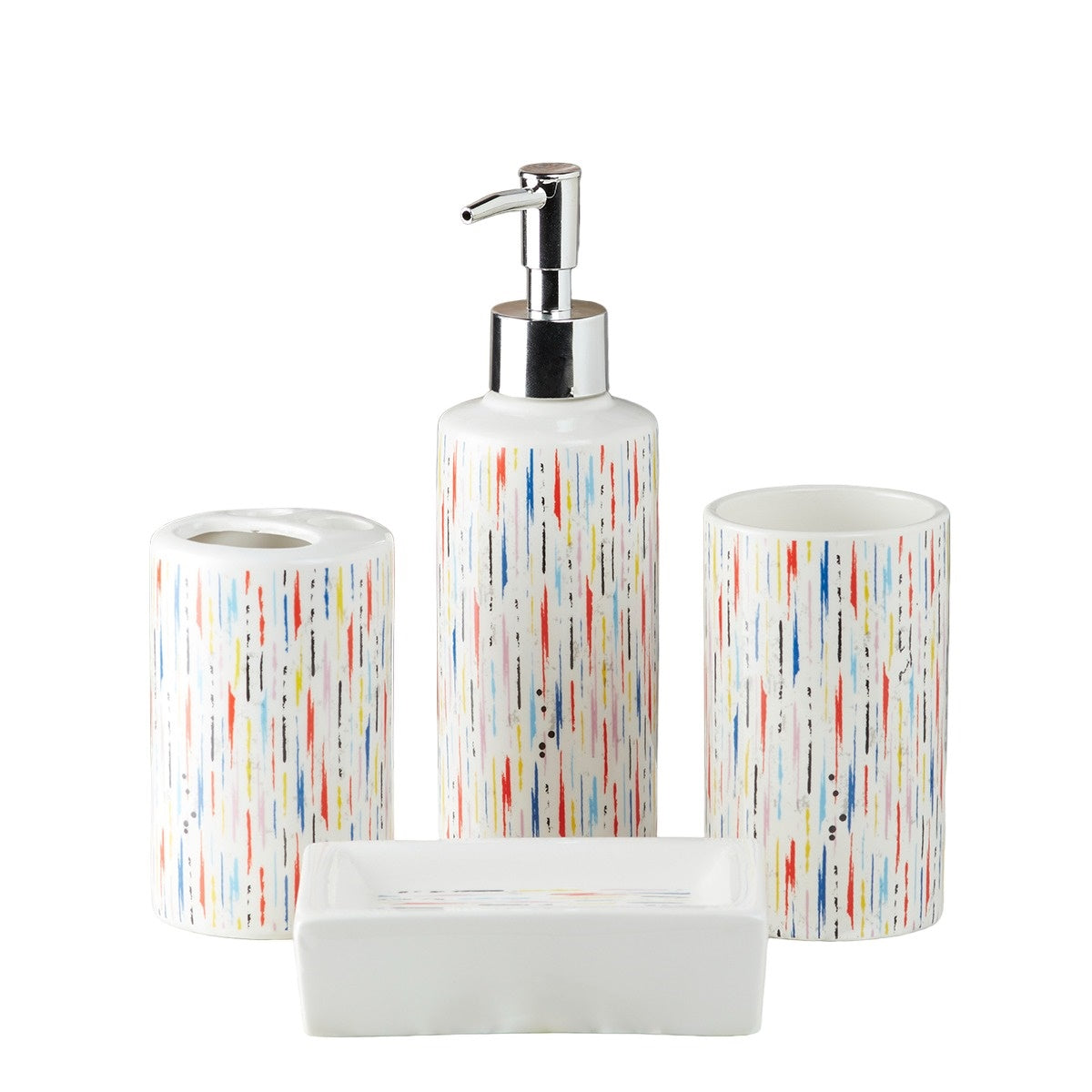 Ceramic Bathroom Set of 4 with Soap Dispenser (V-CBS-071-7)