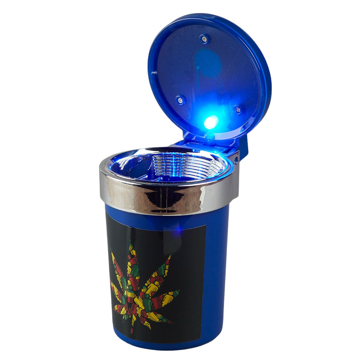 Plastic Car Ashtray Bucket with Lid and LED for Smokers (9784)