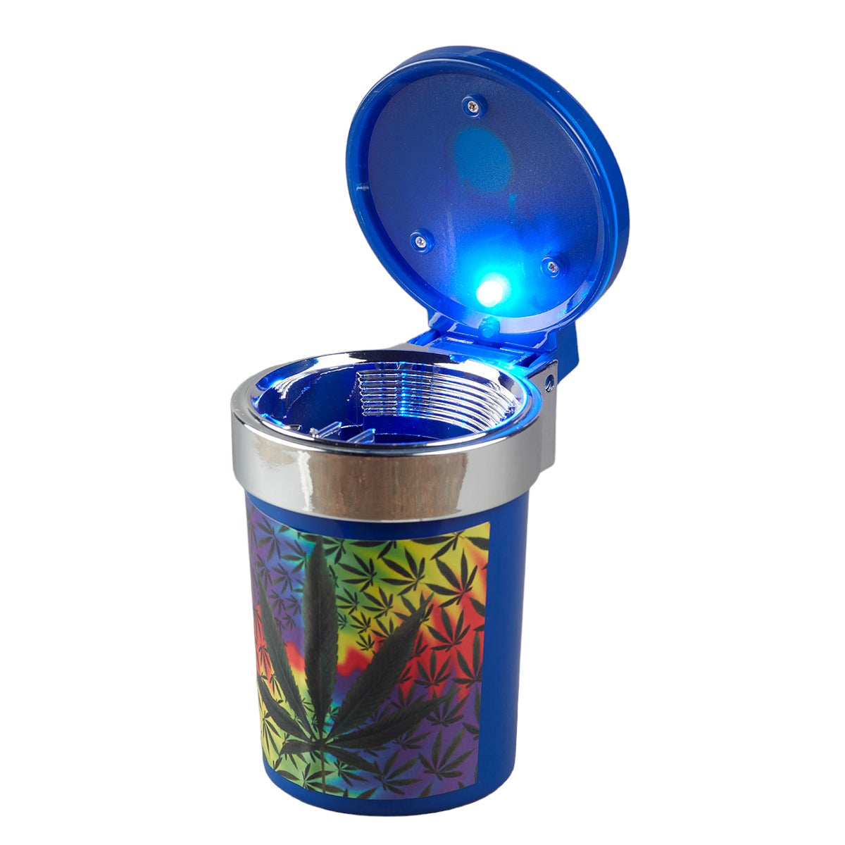 Plastic Car Ashtray Bucket with Lid and LED for Smokers (9787)