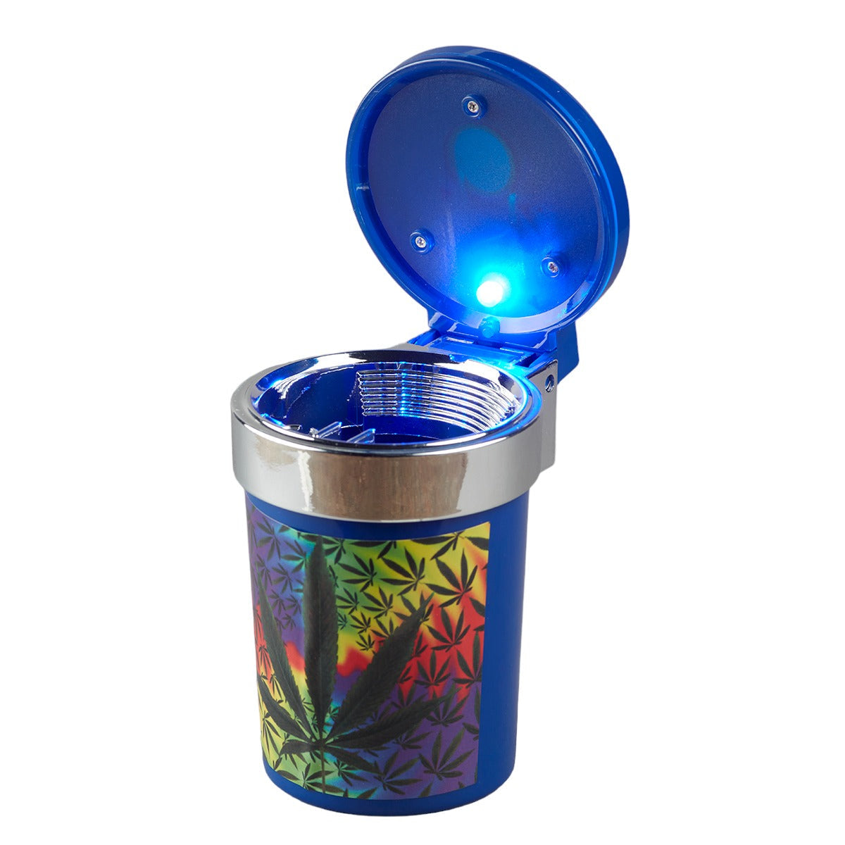 Plastic Car Ashtray Bucket with Lid and LED for Smokers (9784)